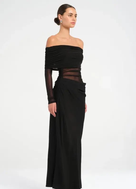 Benni Yasmin Off-shoulder Maxi Dress  Black Size 10 photo 3