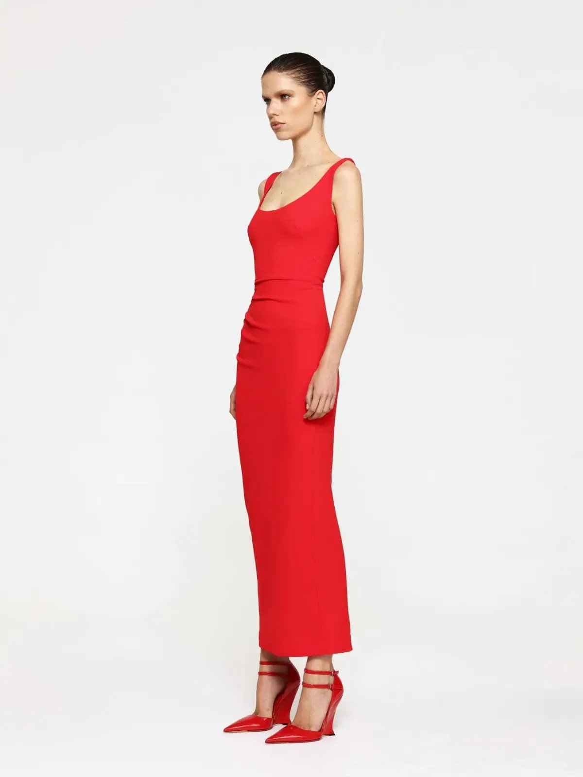 Effie Kats Gable Midi Dress Cherry Red Size 12 photo 2