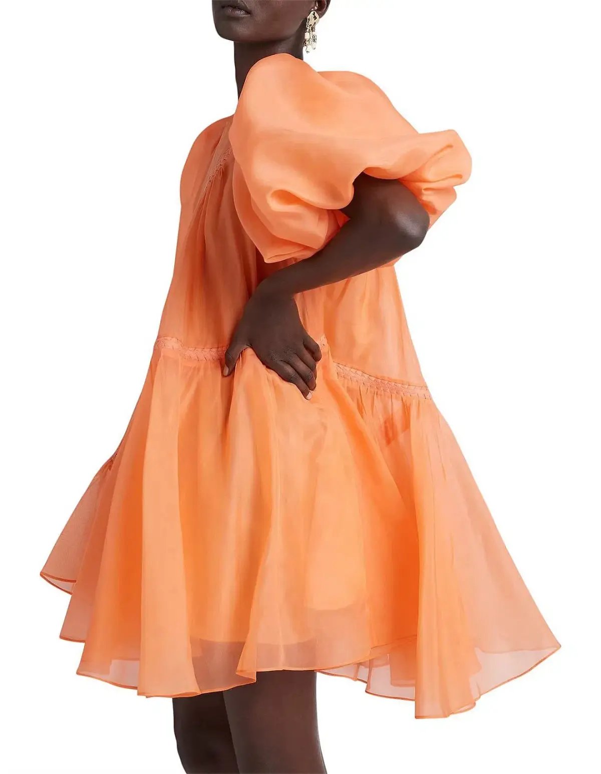 Aje Riviera Puff Sleeve Mini Dress Orange Size 6 photo 4