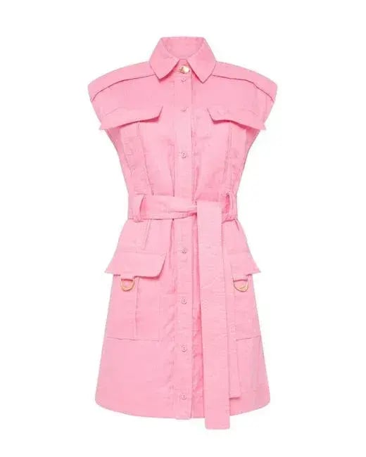 Aje Vista Linen Utility Dress in Pink Size 6 photo 5