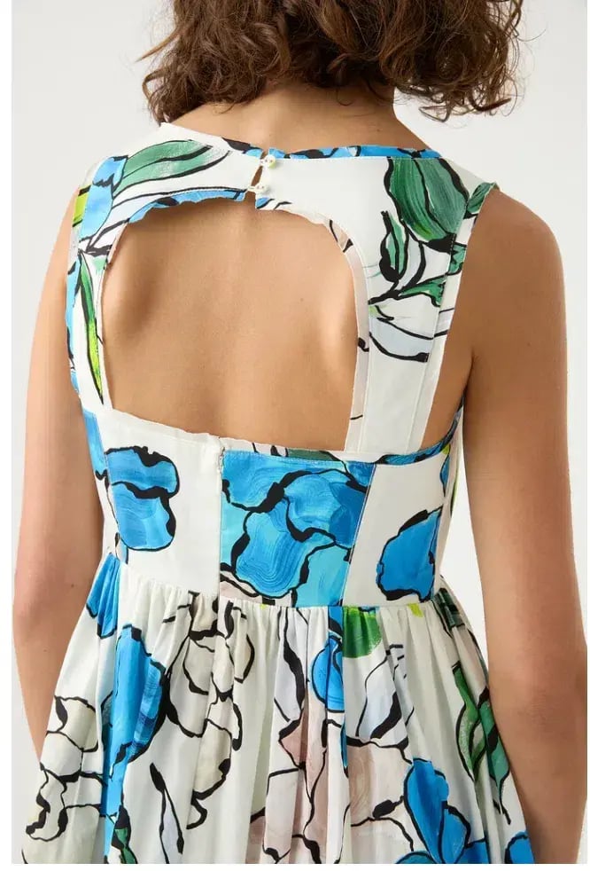 Aje Erika Cut Out Midi Dress in Cool Camellia Floral Size 8 photo 3