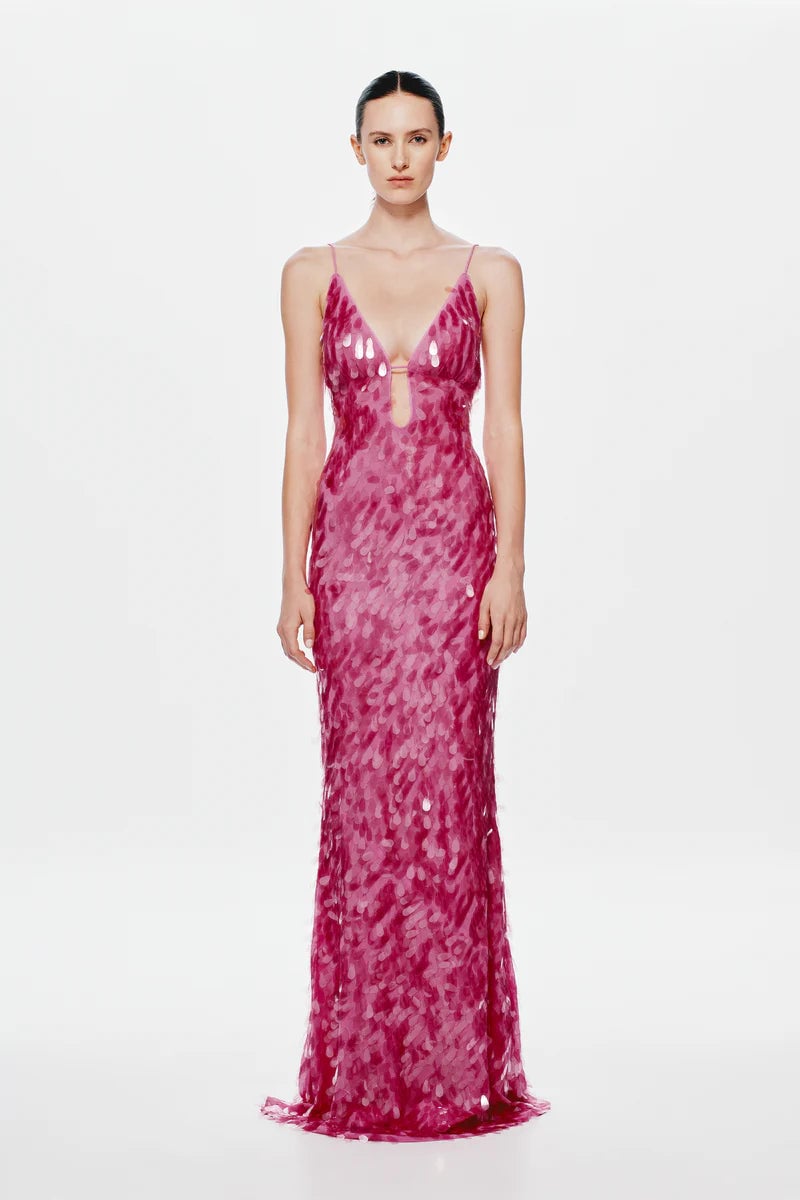 Misha Collection Sapphire Sequin Maxi Dress - Fuchsia photo 2