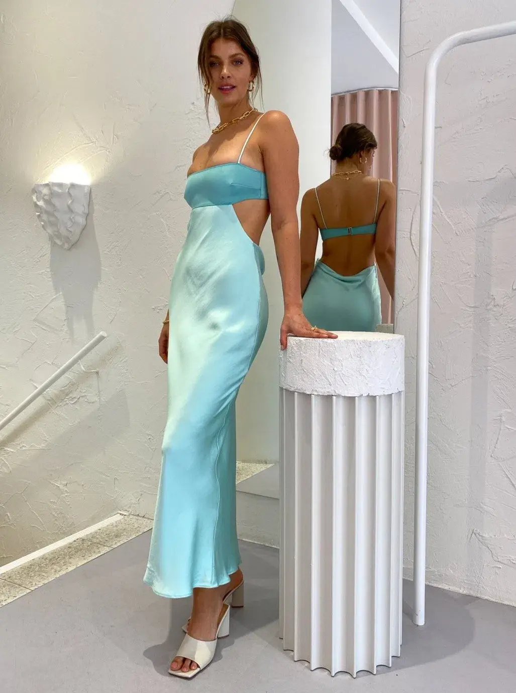 Bec & Bridge Agatha Cut Out Midi Dress in Cool Mint Size 8 photo 6