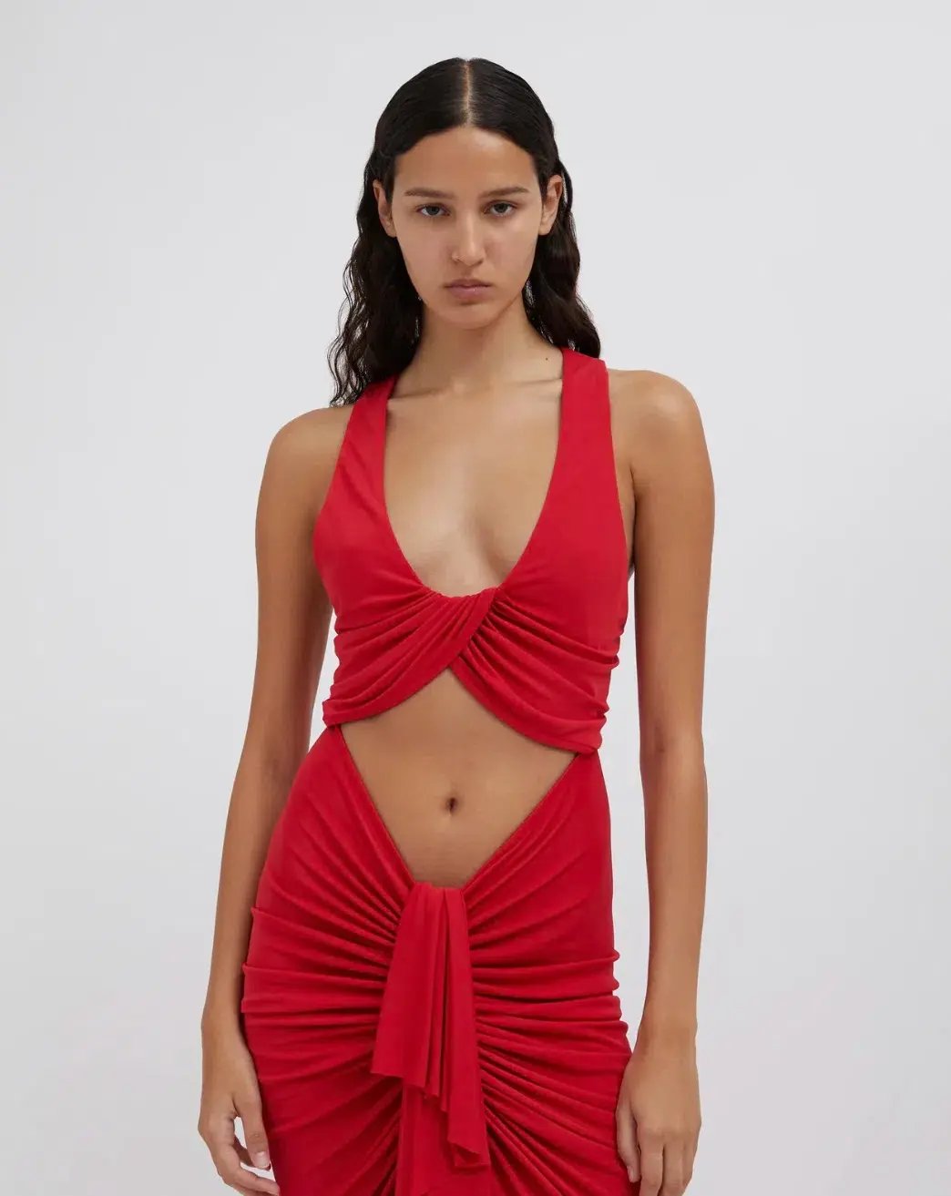 Reformation Raewyn Knit Dress Red Size AU 8 photo 4