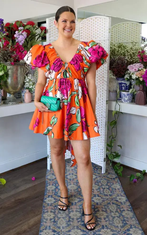 Aje Gretta Bow Back Mini Dress Vivid Camellia Size 12 photo 2