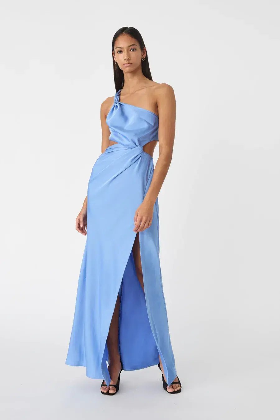 MISHA Kristin Satin Gown Cornflower Blue Size 6/XS photo 4