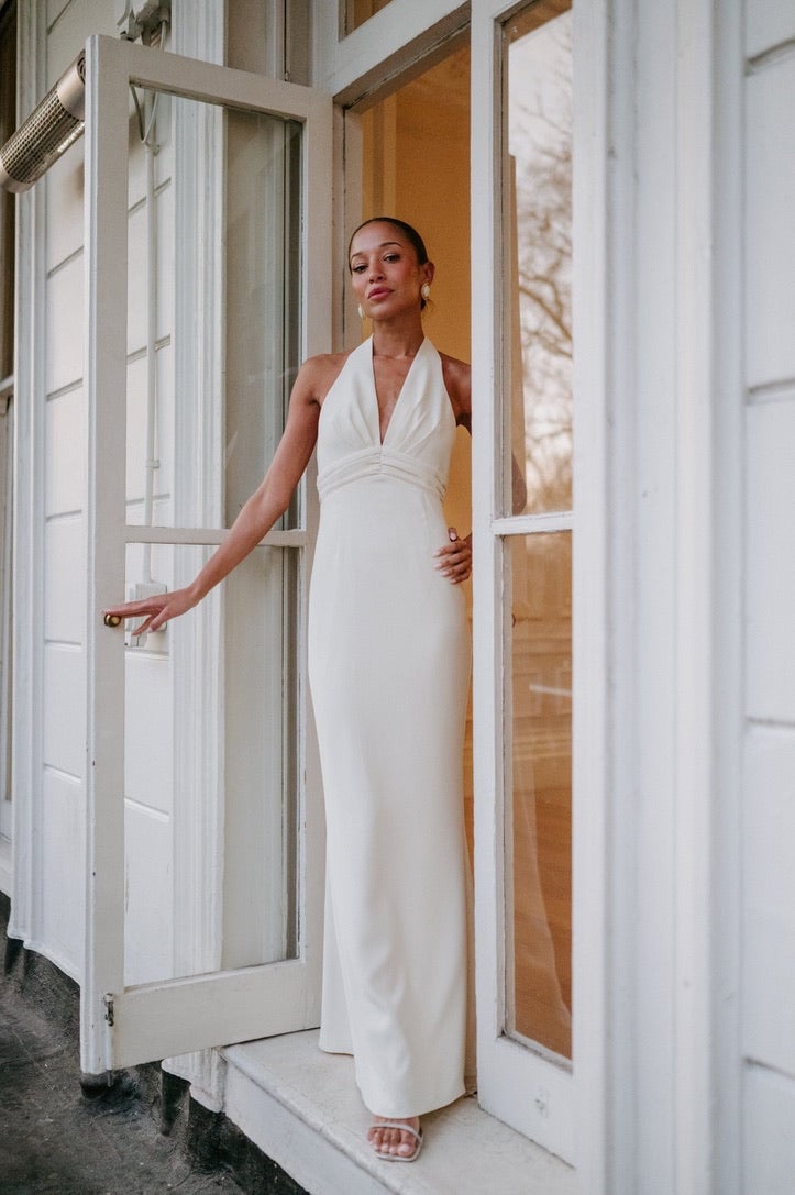 ODD MUSE THE ULTIMATE MUSE TIE NECK MAXI DRESS - BUTTER CREAM photo 5