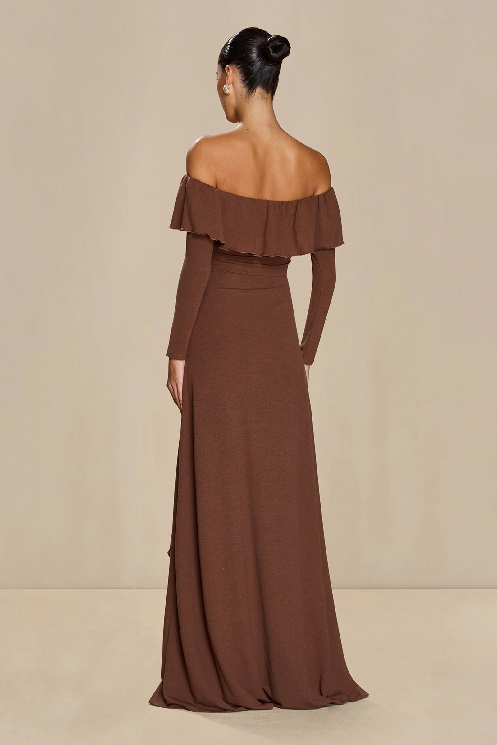 SONYA ARIA RUFFLE DRESS - ESPRESSO photo 4
