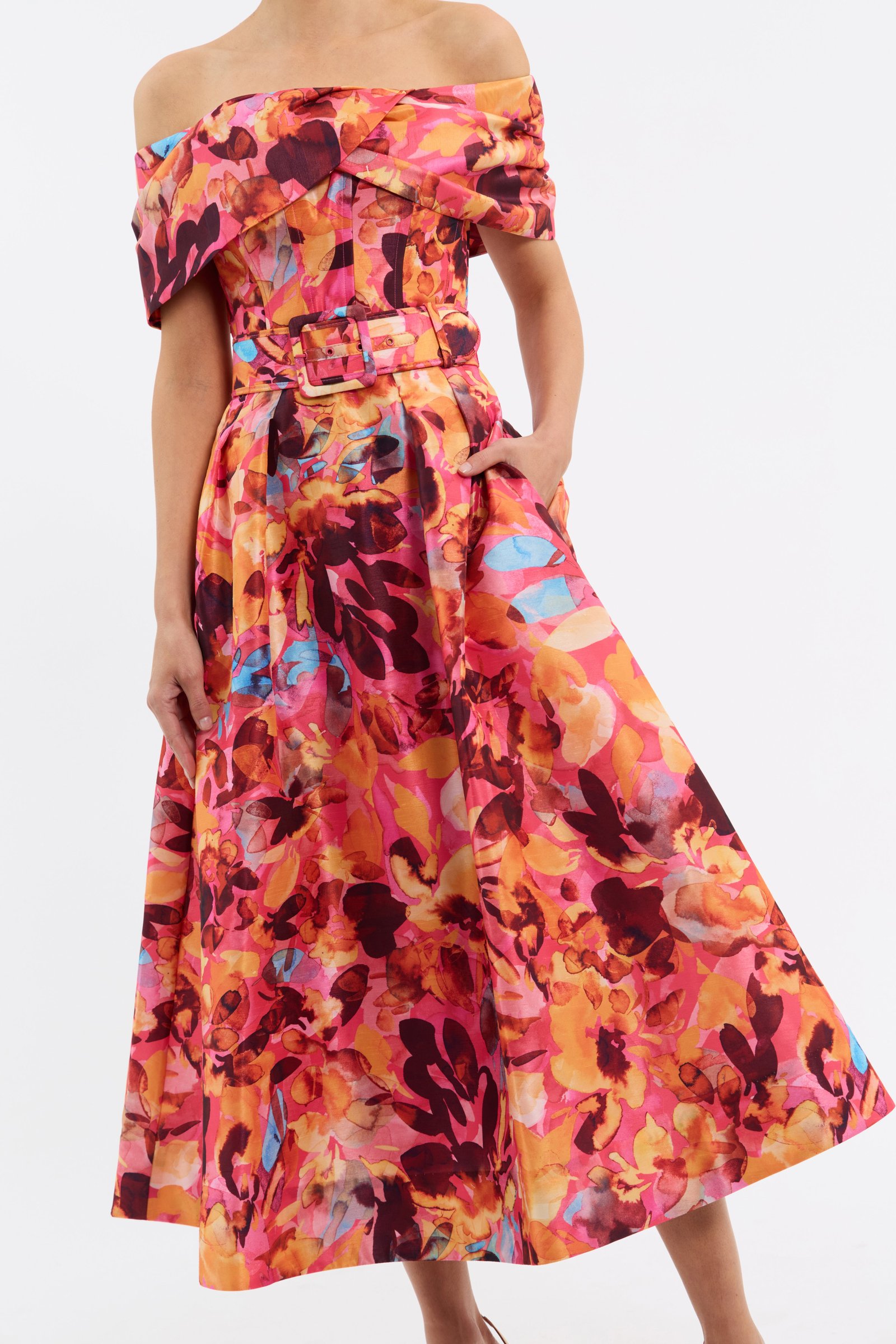 REBECCA VALLANCE GARDENIA MIDI DRESS - PINK FLORAL photo 4