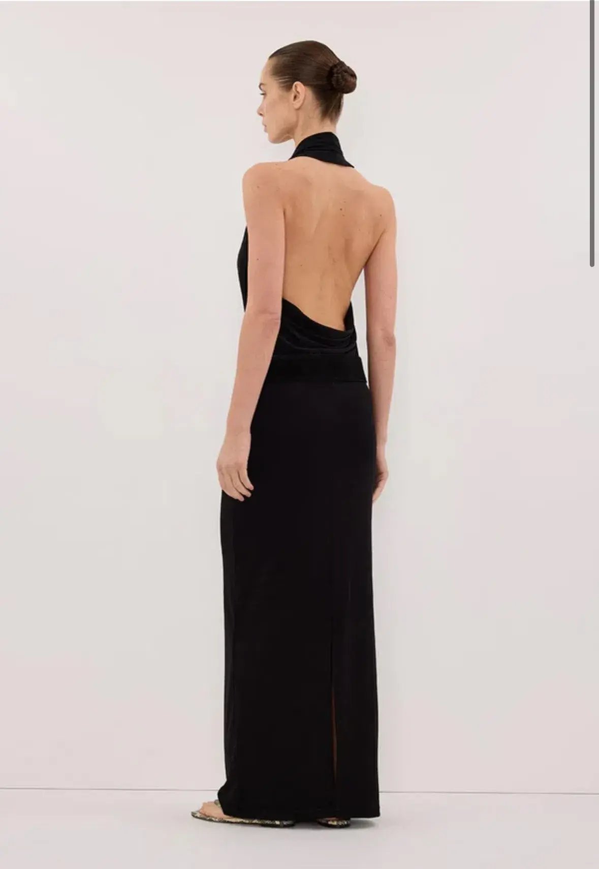 FELICITY BLACK SLEEVELESS HALTER MIDI DRESS SIZE M photo 4
