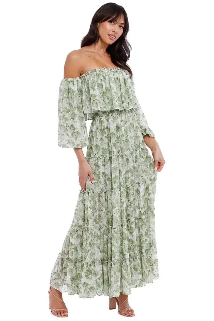 Misa LA Cassandra Dress in Floral Green Size 12 photo 3