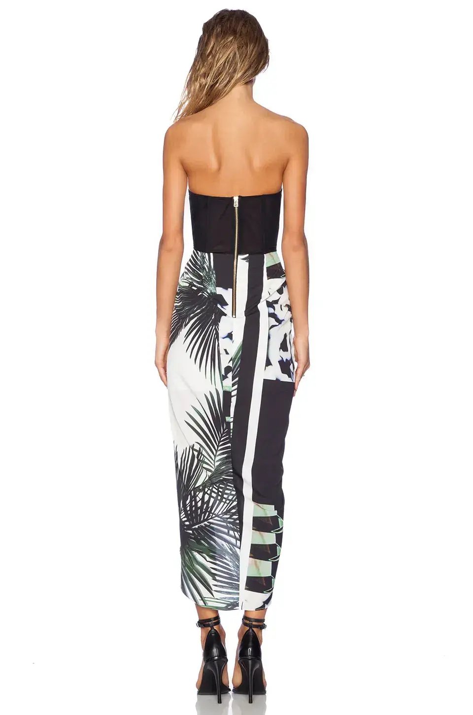 Shona Joy Strapless Bustier Draped Wrap Dress The Savage Print Size 8 photo 3