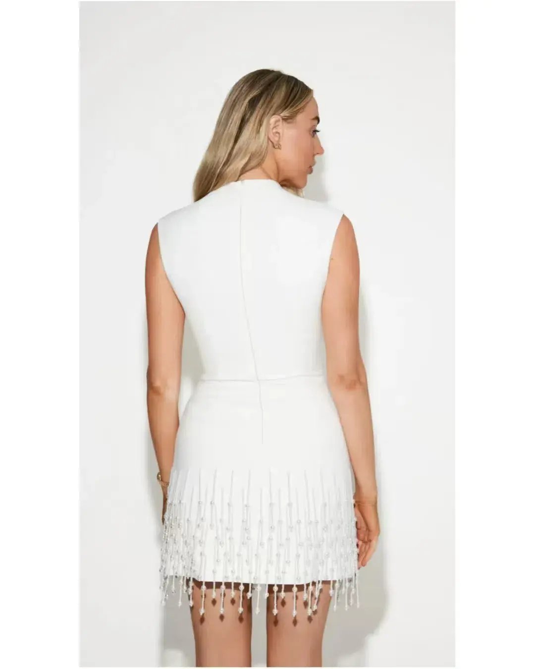 Odd Muse  The Ultimate Muse Pearl Drop Sleeveless Mini Dress  White  Size L (AU 12) photo 3