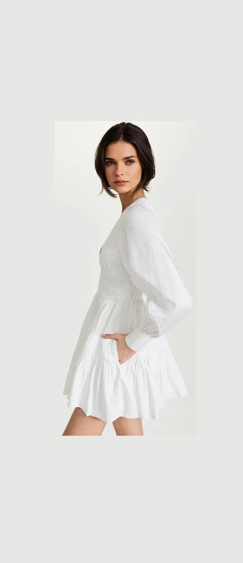 Aje Fallingwater Gathered Mini Dress White Size 12 photo 3