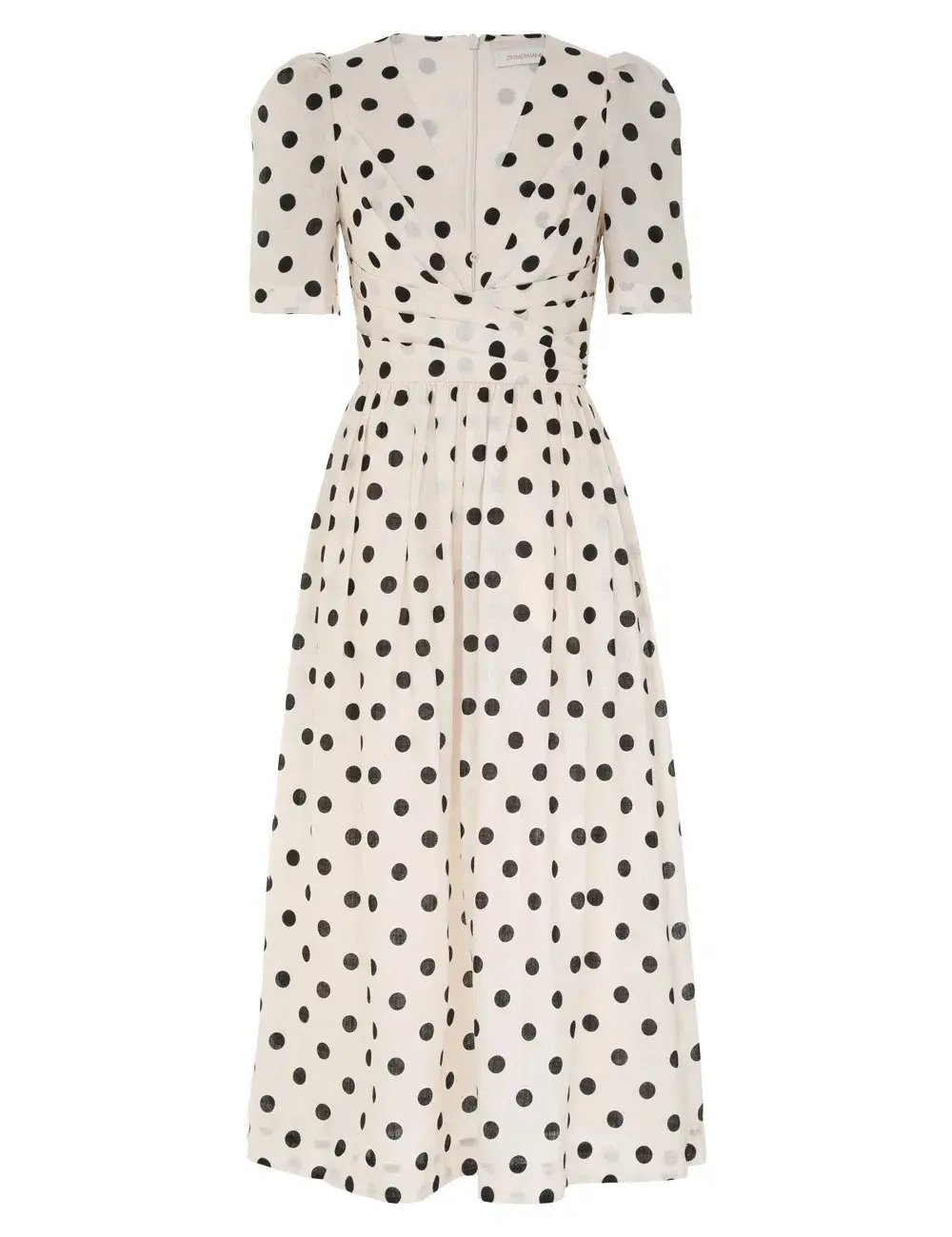 Zimmermann V Neck Midi Dress Cream/Black Dot Size 2 / AU 12 photo 3