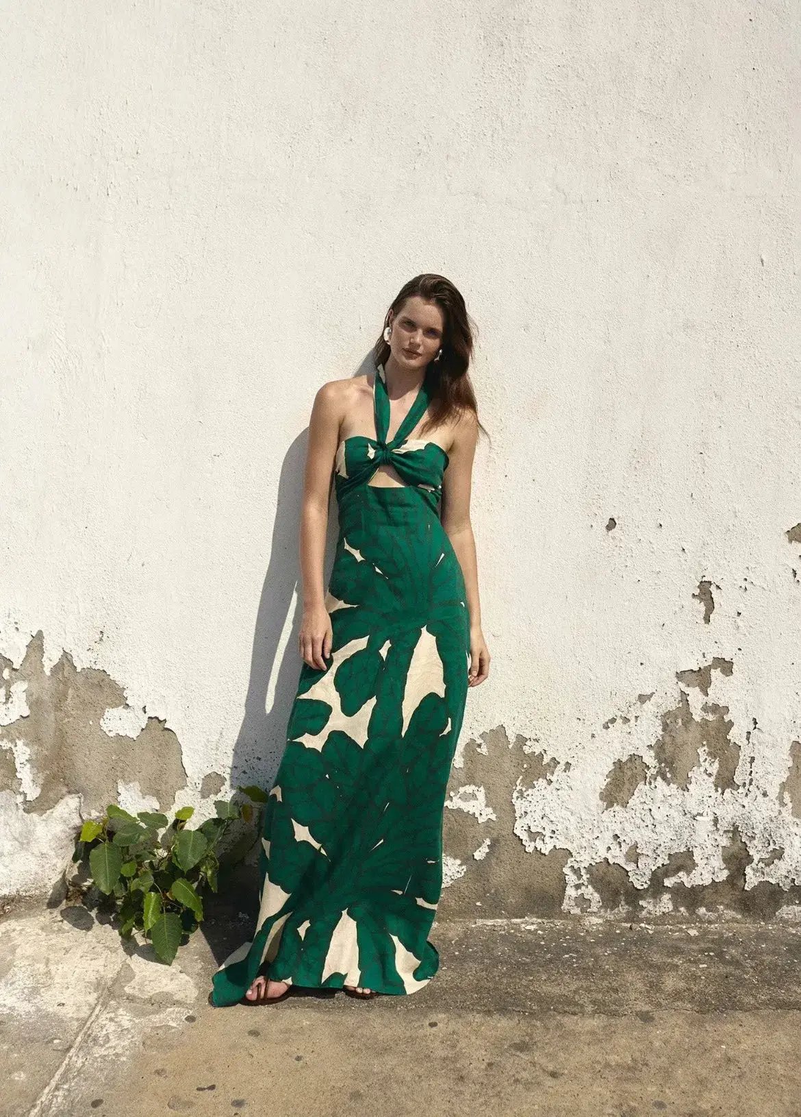 Eugenia Fernandez Almendro Dress Green Print Size 8 photo 3