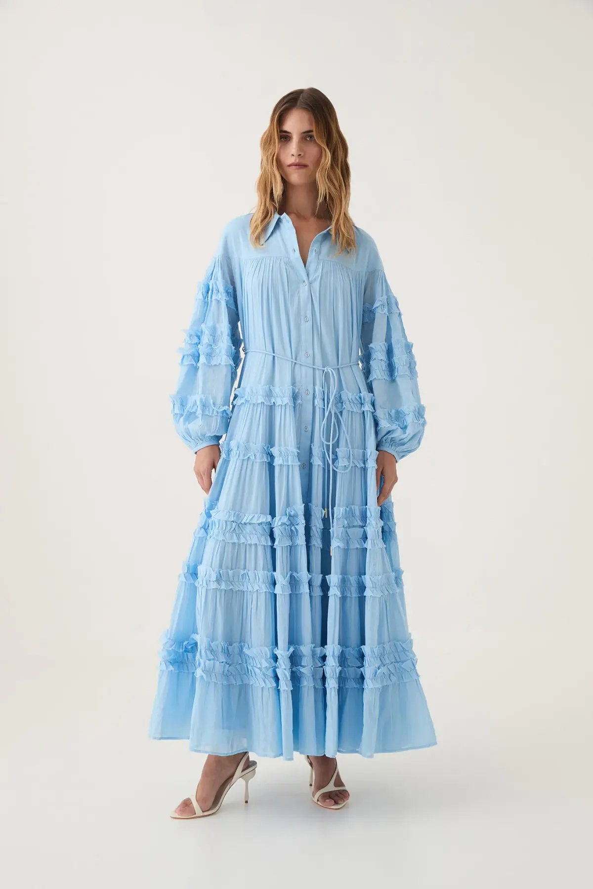 Aje Pastiche Tiered Maxi Dress in Powder Blue Size 4 photo 2