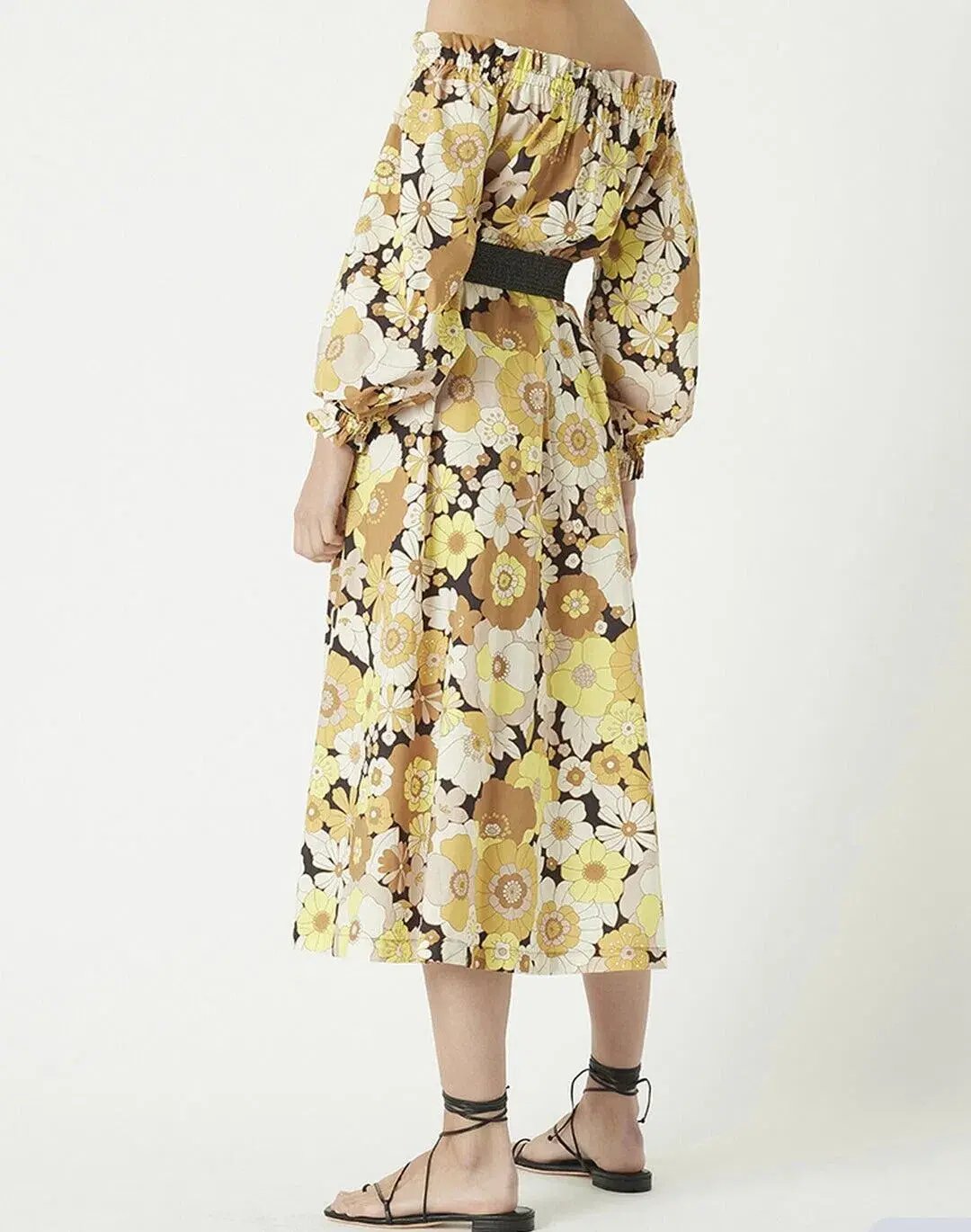 Rebecca Vallance Fiore Midi Cotton Dress Yellow Sunflower Floral Size AU 8 photo 2