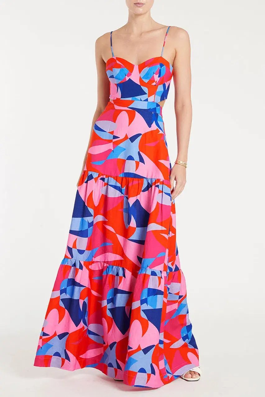 Rebecca Vallance Iggy Cut Out Maxi Dress Print Size 8 photo 3