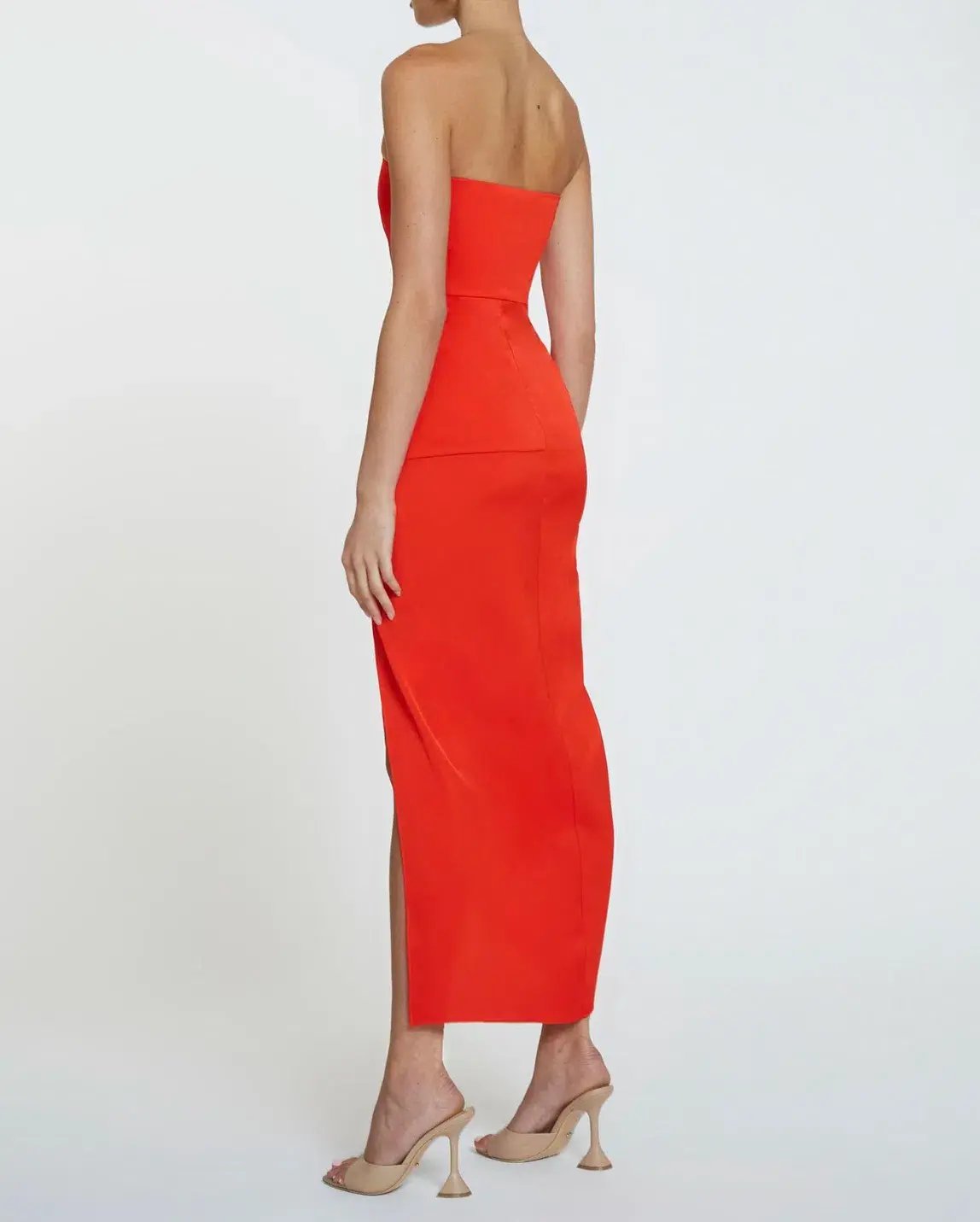 By Johnny The Lotus Strapless Midi Dress Red Size 6 photo 3