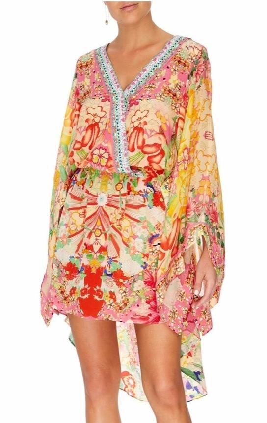Camilla Kimono Kisses V neck Kimono Mini Dress With Tie Size 14 photo 6