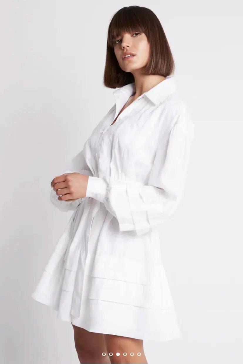 Aje Recurrence Belted Smock Dress White Size 10 / M photo 4