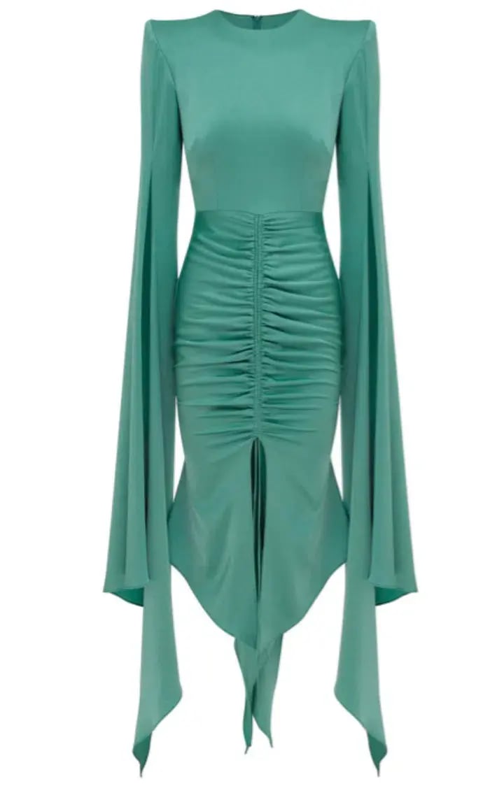 Alex Perry Powell Ruched Dress Teal Size 14 photo 2