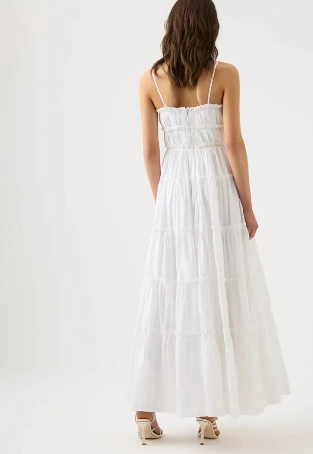 AJE Luna Tiered Maxi Dress Ivory Size 6 photo 2