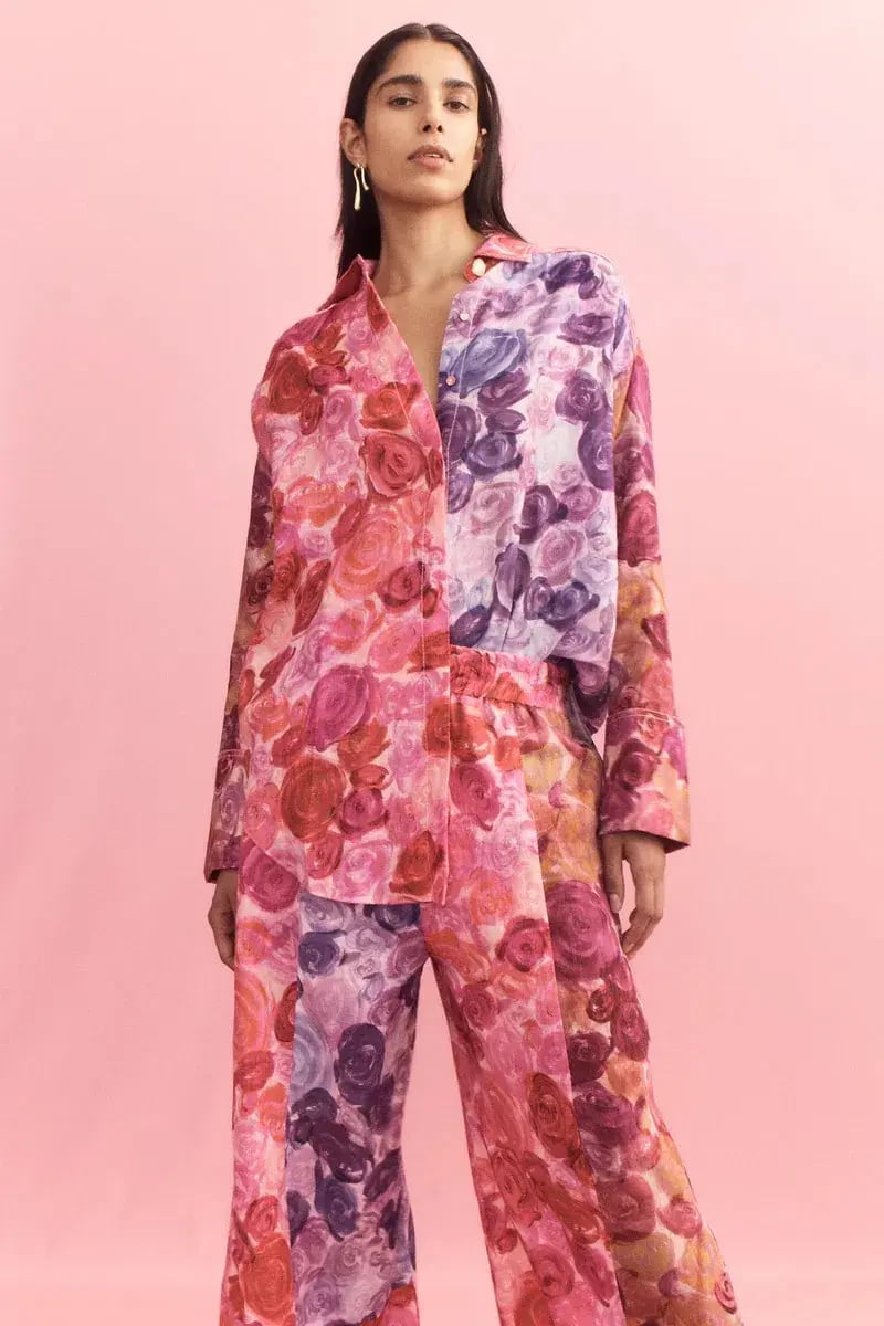 Aje Vision Oversized Linen Shirt Kaleidoscopic Rose Size 14 photo 3