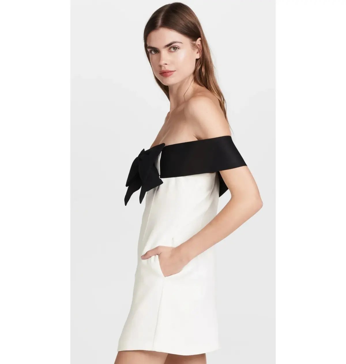 Self-Portrait Off-Shoulder Bow Mini Dress White Size AU 6 photo 4