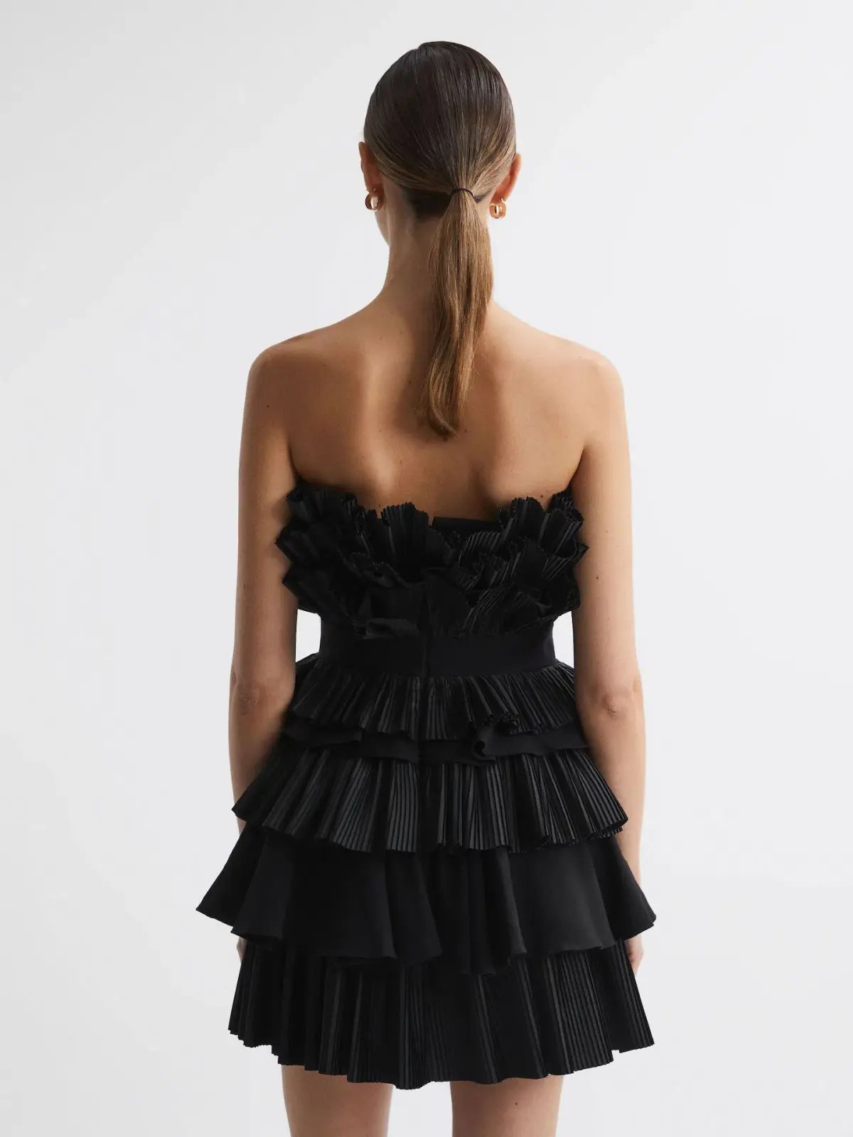 Acler Elsher Strapless Tiered Mini Dress Black Size 10 photo 3
