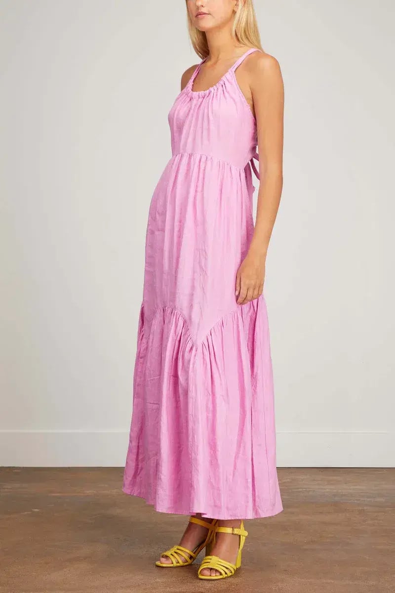 Lee Matthews Ali Linen Maxi Dress Pink Size 4 photo 2