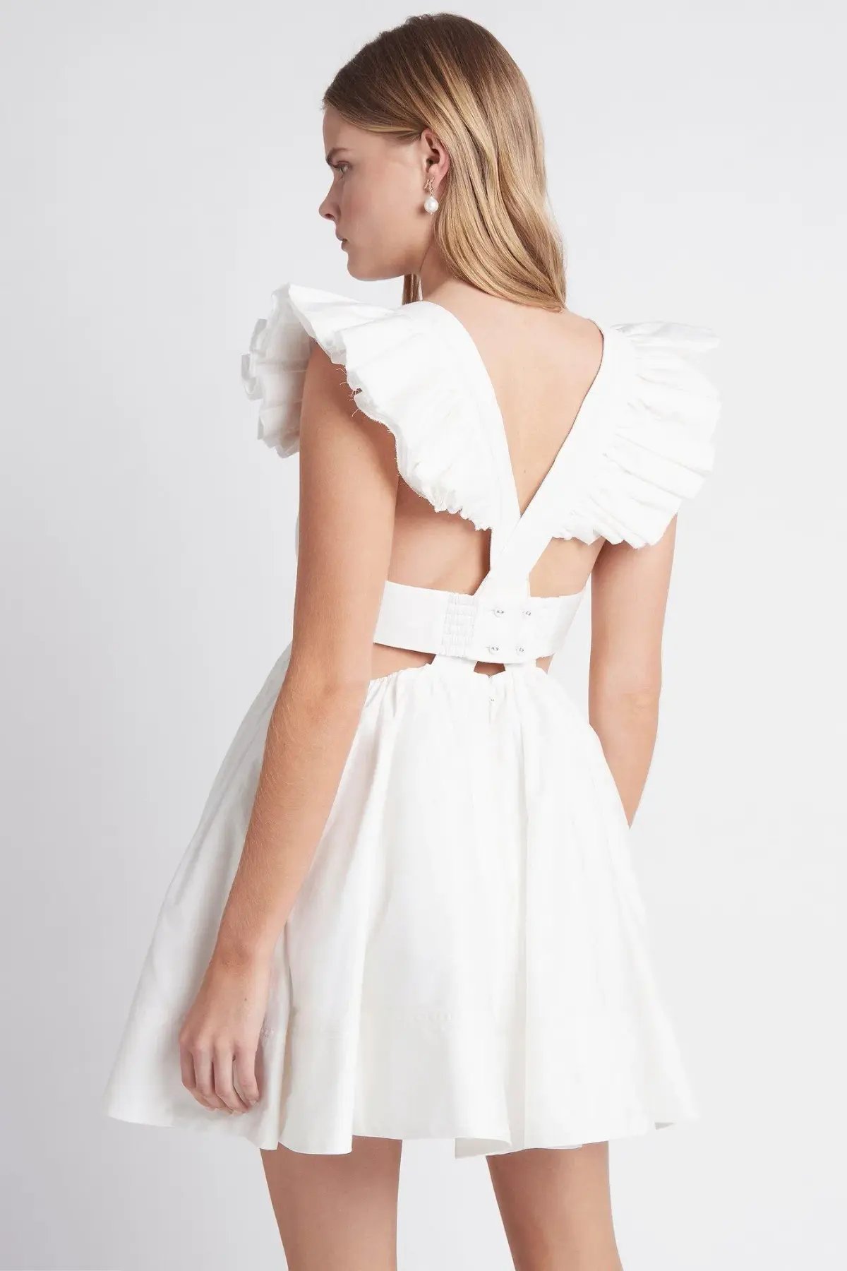 Aje Midsummer Mini Dress Ivory Size 4 photo 3