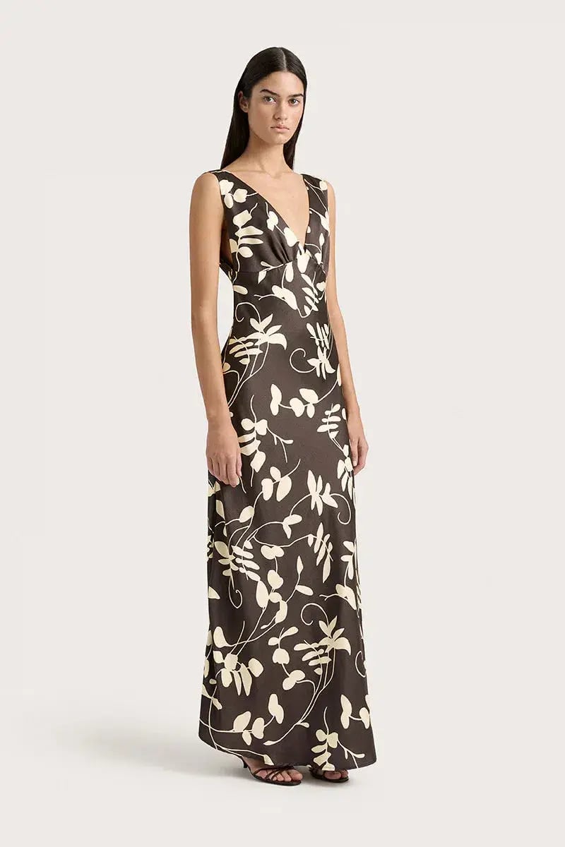 Faithfull The Brand Amiens Maxi Dress in Brown Print Size XS / AU 6 photo 2