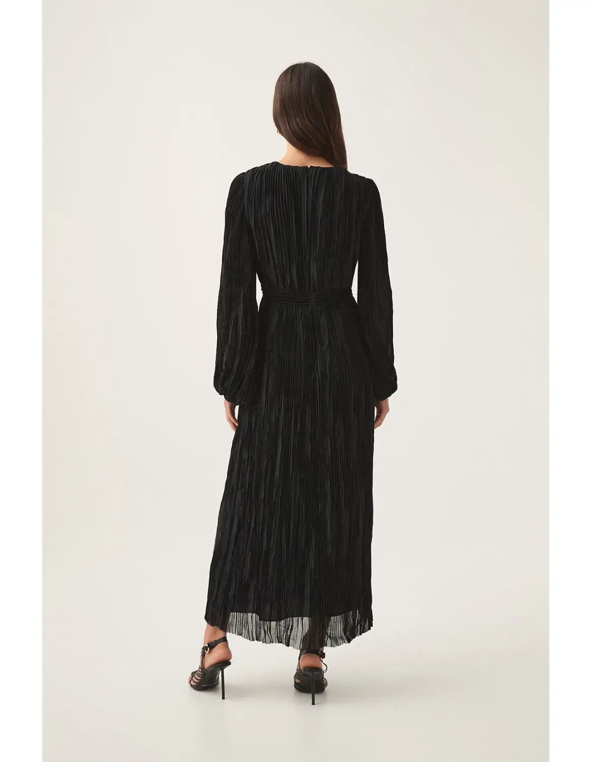 Aje Genevieve Pleated Midi Dress Black Size 12 photo 3