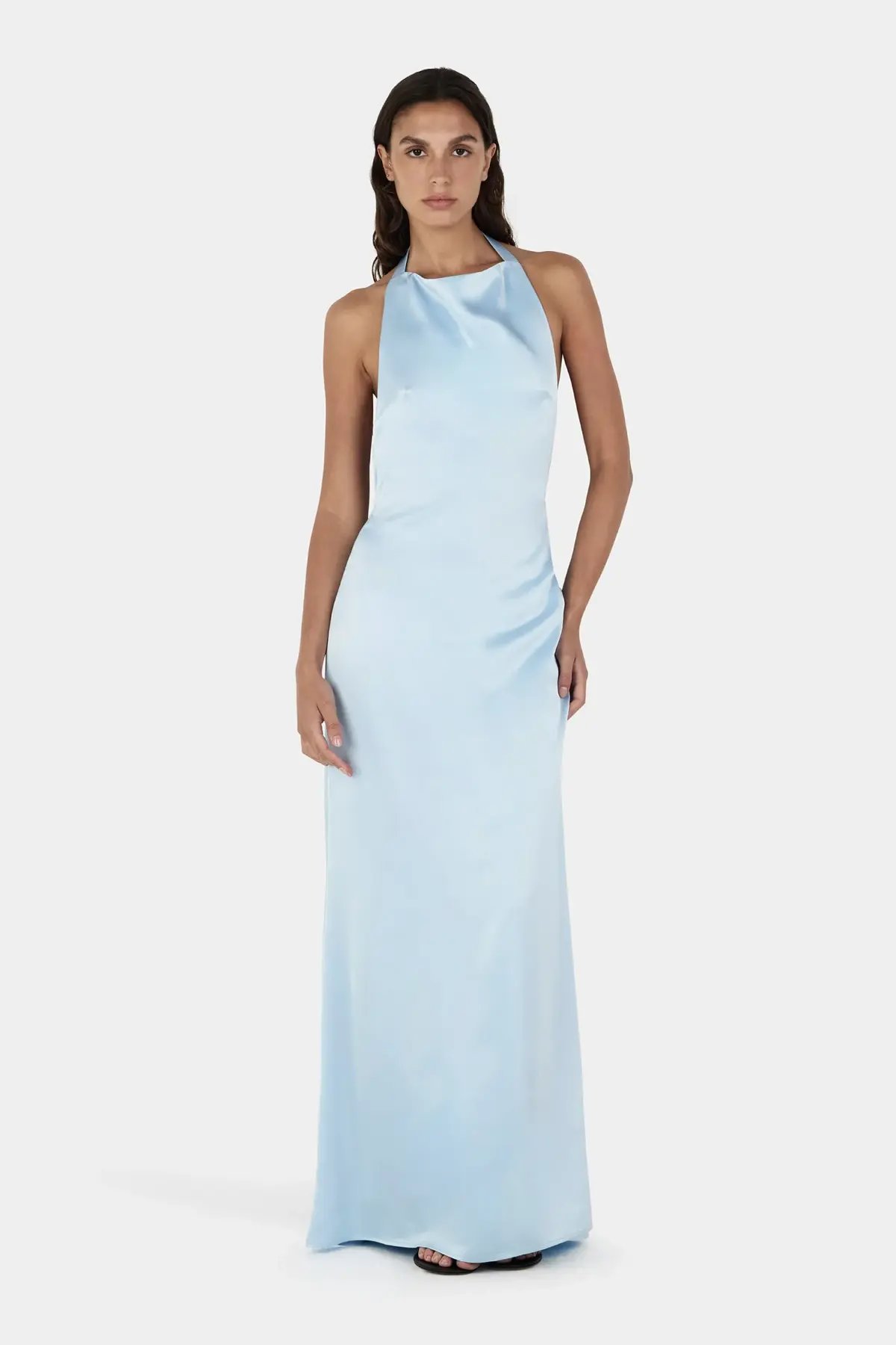 Hansen And Gretel Petra Satin Backless Gown Sky Blue Size 10 photo 5