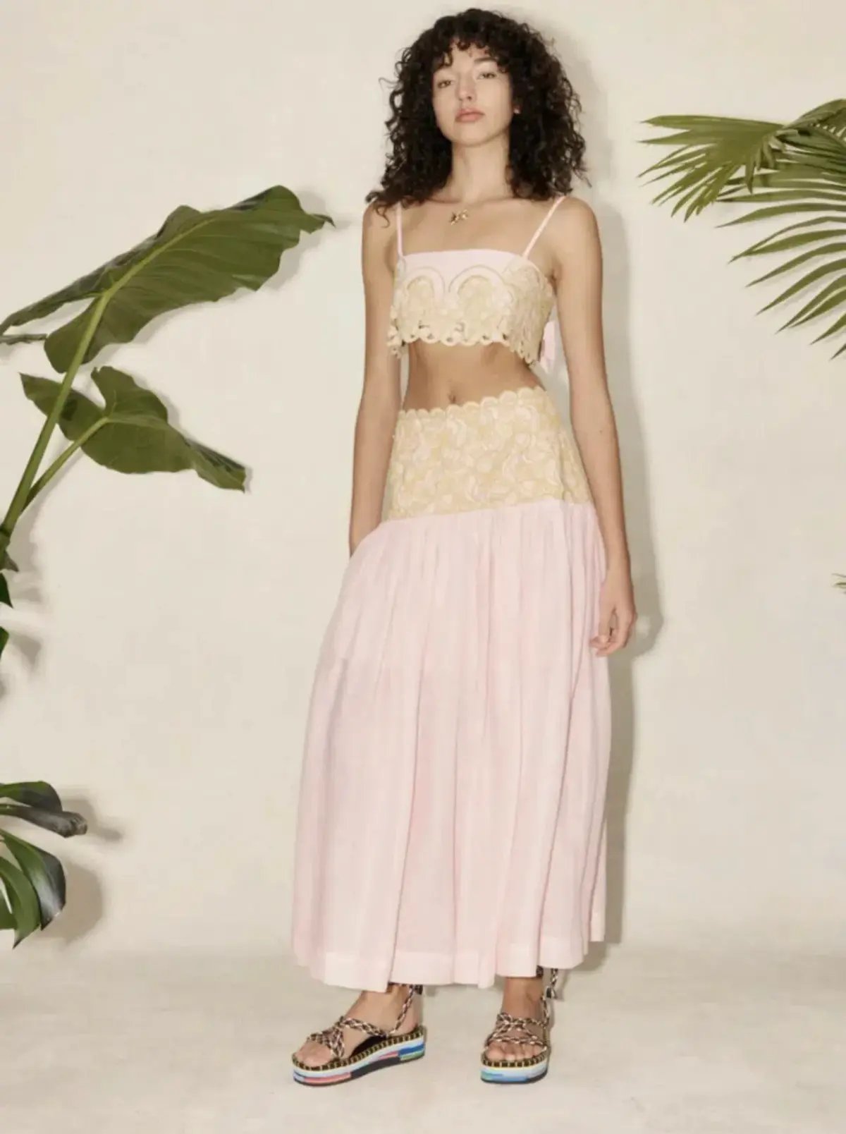 Alemais Anthea Tie Back Crop And Broderie Skirt Set Pink Size AU 14 photo 2