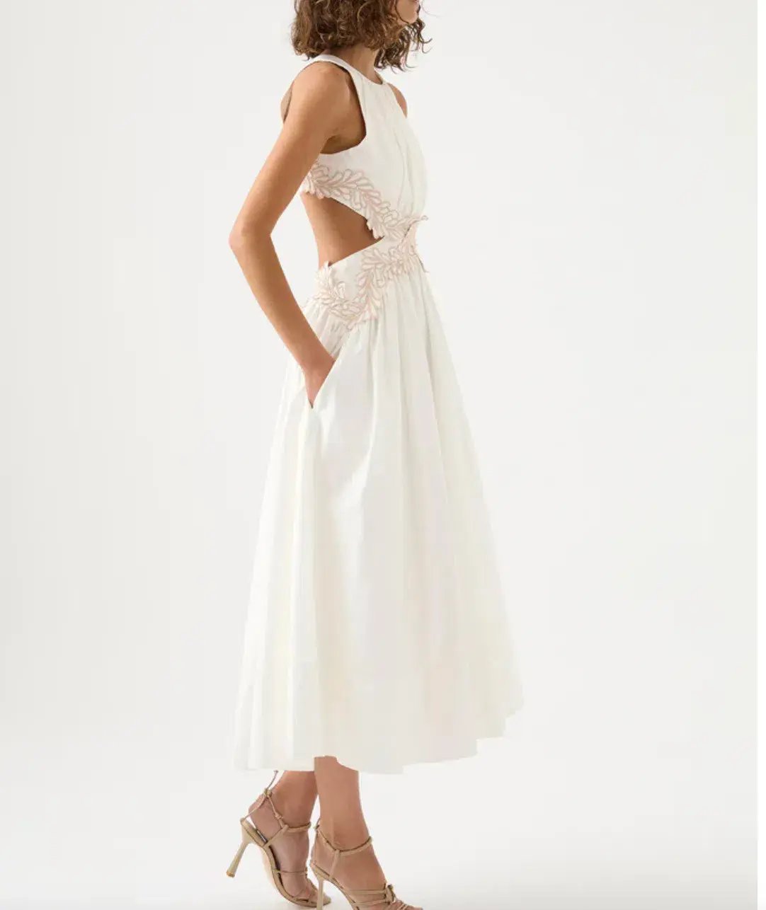 Aje Botanical Trim Midi Dress Ivory Size 8 photo 2