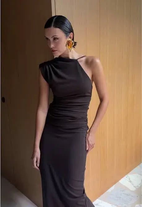 Effie Kats Greer Gown Asym in Coffee Chocolate Brown in Size XS / 6 AU photo 4