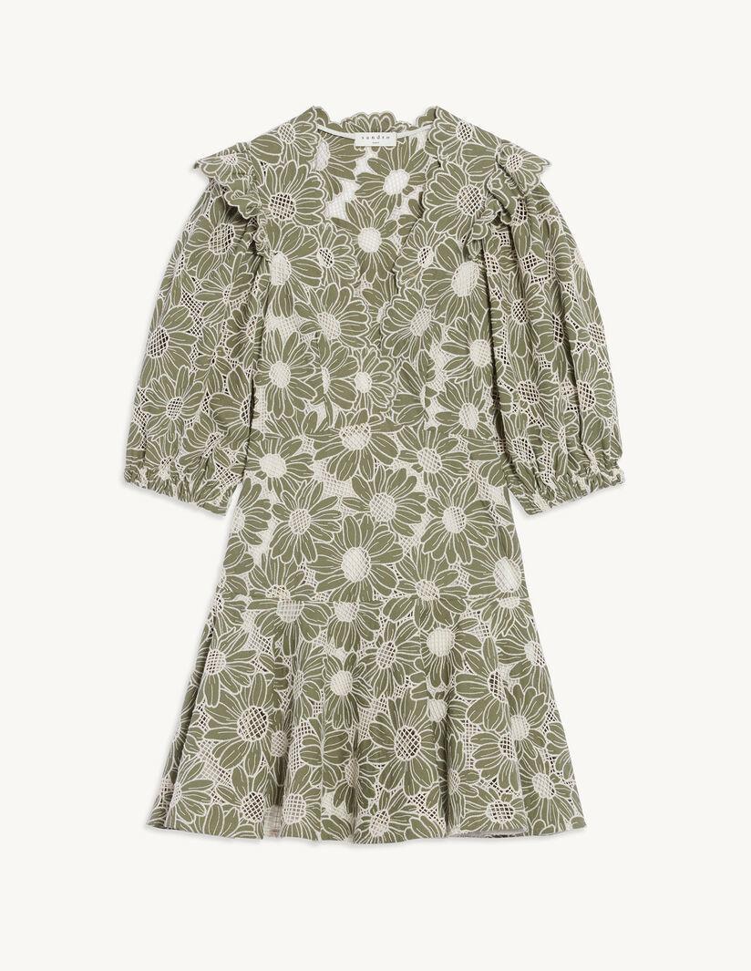 SANDRO embroidered floral green mini dress photo 8
