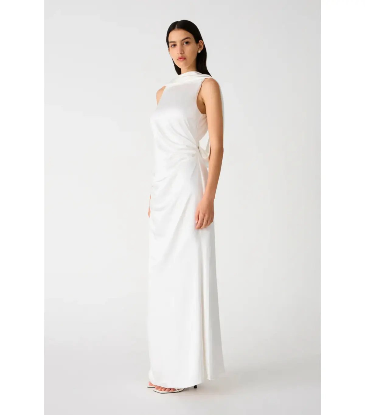 Misha Ketina Gloss Satin Gown Ivory Size 8/S photo 3