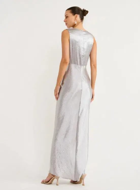 One Fell Swoop Gaia Dress In Mercury Silver Size AU 8 photo 4