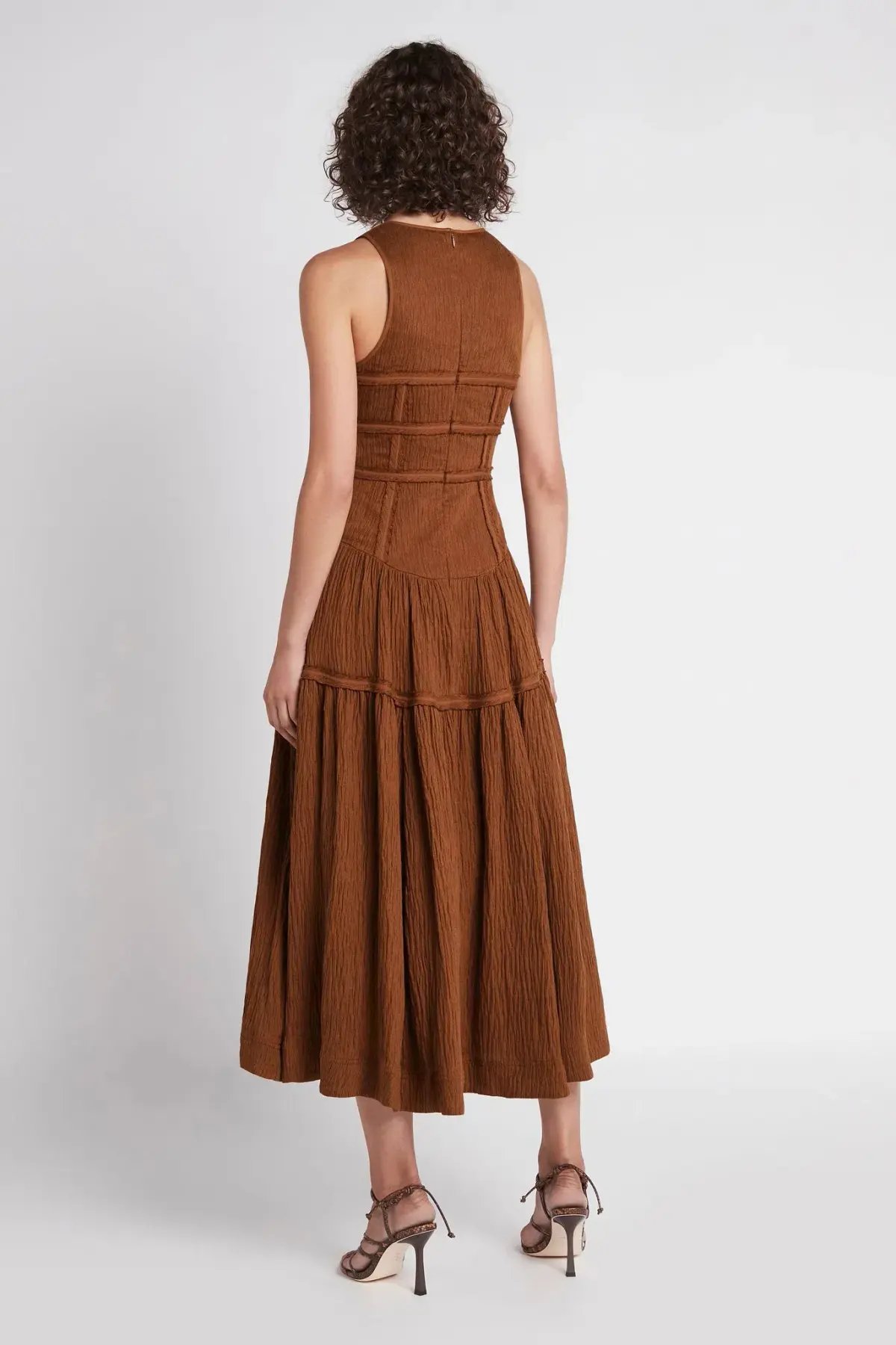 Aje Tidal Corset Midi Dress in Coffee Size 6 photo 3