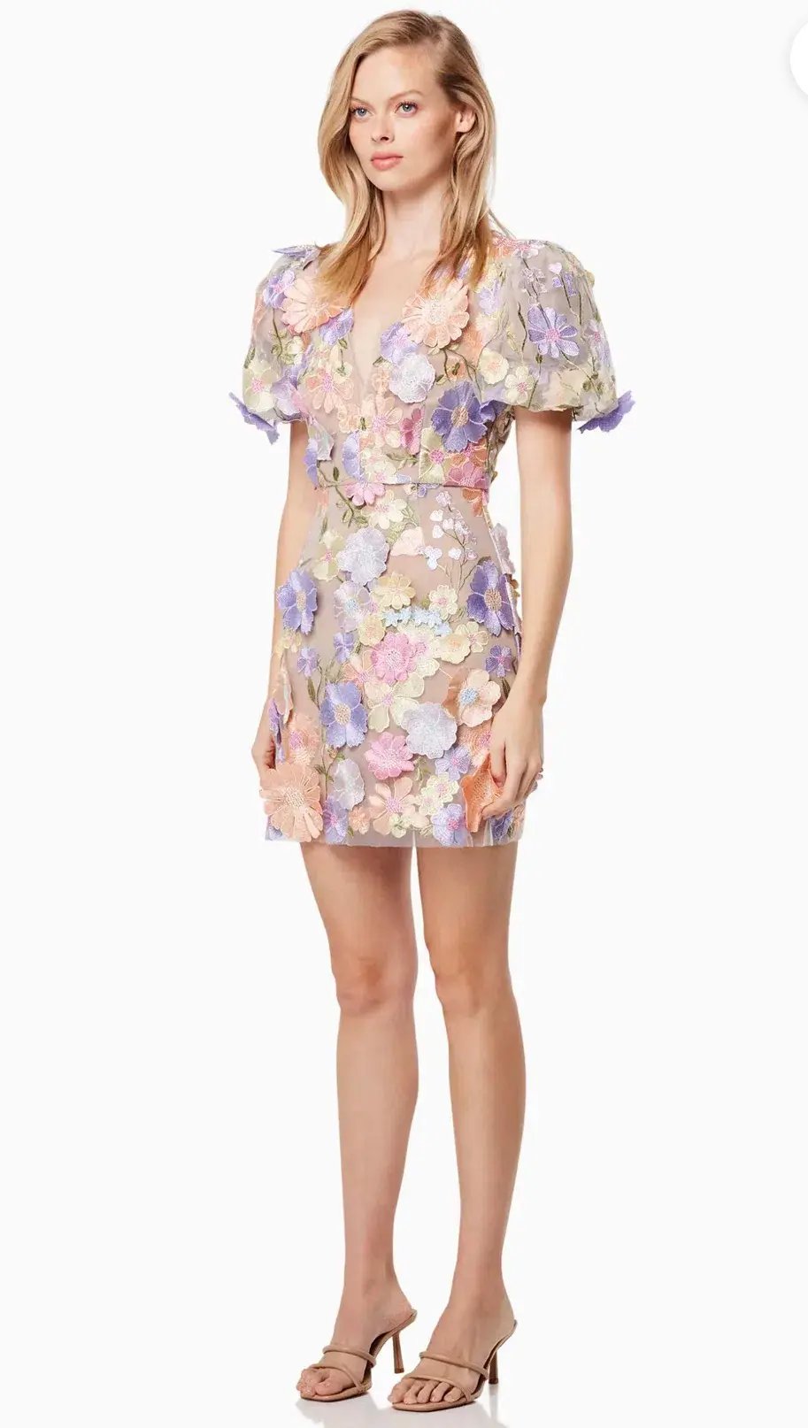 Elliatt Anthea 3D Lace Mini Dress Purple Size 8 photo 5