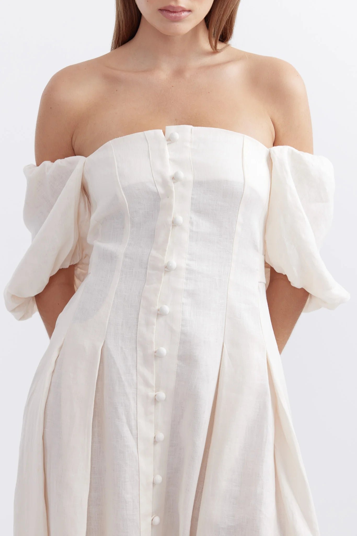PASDUCHAS BOUNTY BUTTON MIDI DRESS - CLOUD photo 7