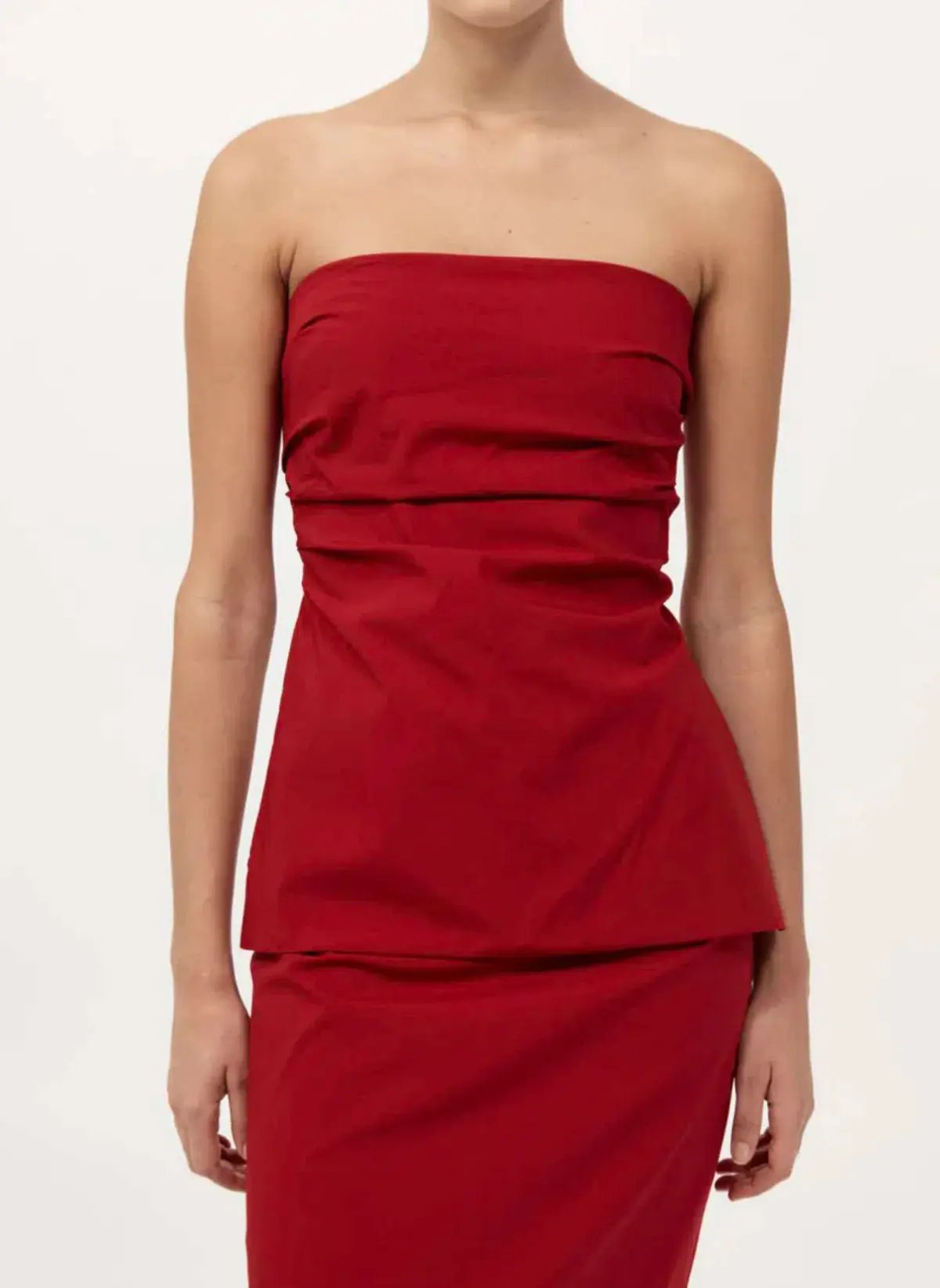 St Agni Strapless Tie Back Top and Minimal Column Skirt Set Rosso Red Size 8 photo 2