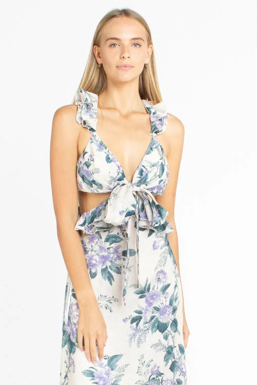 Zimmermann Cassia Ruffle Midi Dress Print Size 8 photo 3
