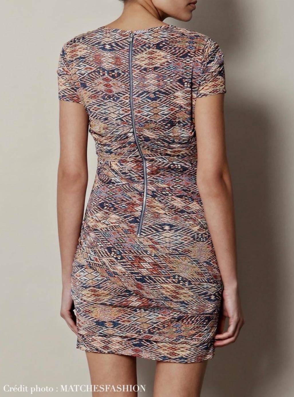 Iro Ripley Multi Color Aztec Print Silk Dress Size 10 photo 3