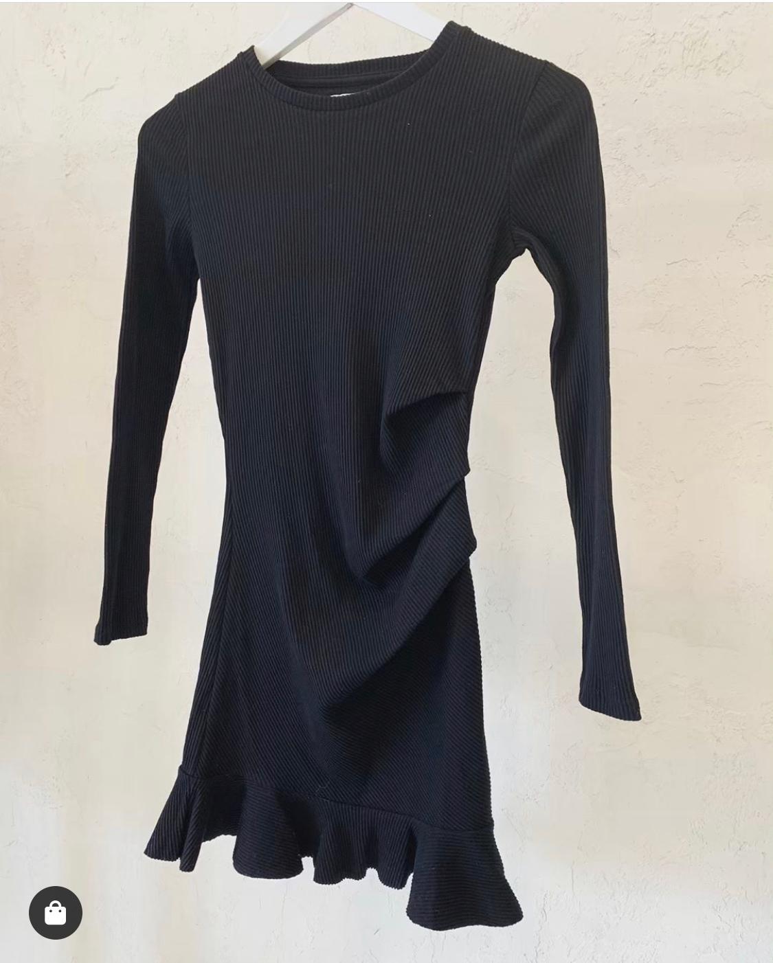 By Nicola Belle Frill Mini Dress Black Size 8 photo 3