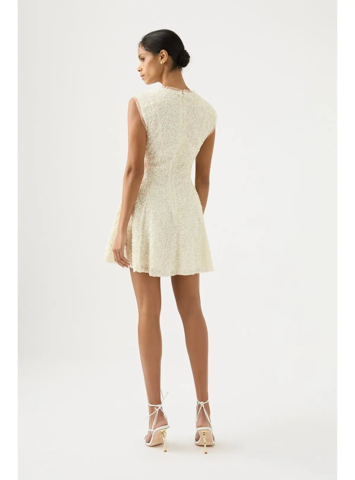 Aje Mirage Beaded Mini Dress Ivory Size AU 10 photo 3